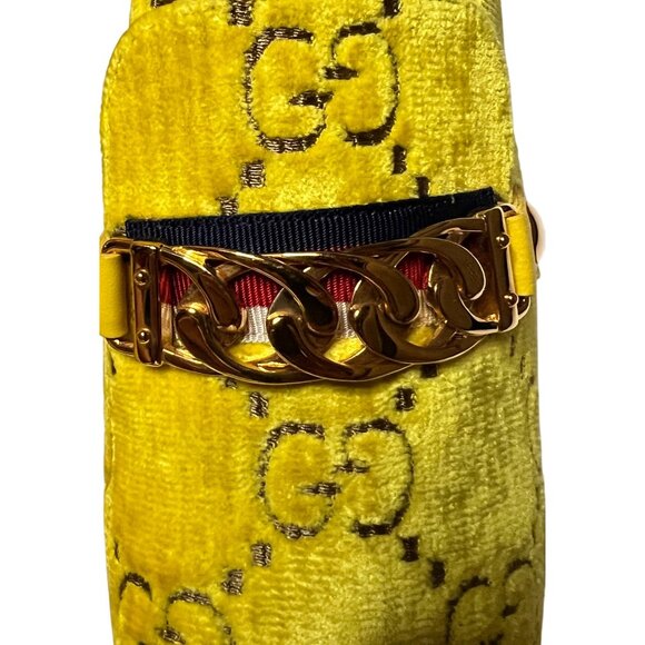 Gucci Yellow Velvet GG Marmont Block Heel Pumps – Size 41 100% Authentic New - Picture 10 of 16